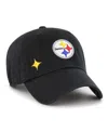 47 Brand Women's Black Pittsburgh Steelers Confetti Icon Clean Up Adjustable Hat In Black