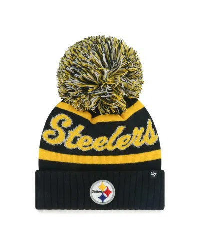 47 Brand Women's Black Pittsburgh Steelers Spirited Cuffed Knit Hat With Pom