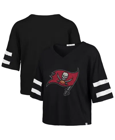 47 Brand '47 Black Tampa Bay Buccaneers Premier Scout Cropped V-neck T-shirt