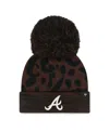 47 Brand Women's Brown Atlanta Braves Rosette Cuffed With Pom Knit Hat In Brown