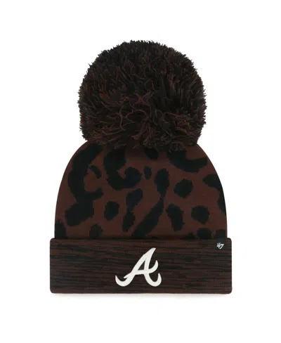 47 Brand Women's Brown Atlanta Braves Rosette Cuffed With Pom Knit Hat