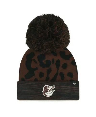 47 Brand Women's Brown Baltimore Orioles Rosette Cuffed With Pom Knit Hat