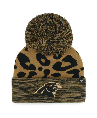 47 Brand Women's Brown Carolina Panthers Rosette Cuffed With Pom Knit Hat