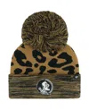 47 Brand Women's Brown Florida State Seminoles Rosette Cuffed With Pom Knit Hat In Brown