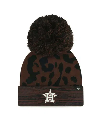 47 Brand Women's Brown Houston Astros Rosette Cuffed Knit Hat With Pom