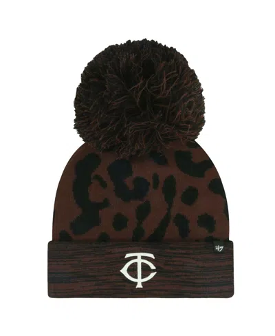 47 Brand Women's Brown Minnesota Twins Rosette Cuffed Pom With Knit Hat
