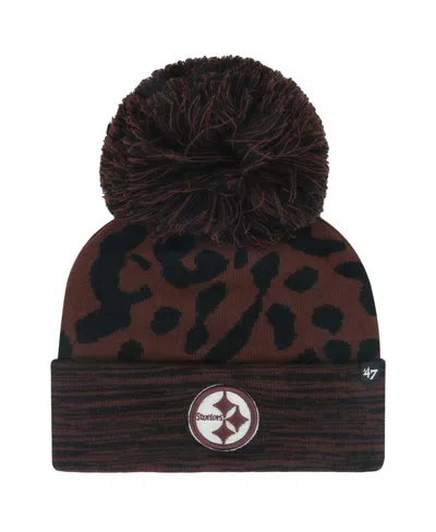 47 Brand Women's Brown Pittsburgh Steelers Cacao Cuffed Knit Hat With Pom