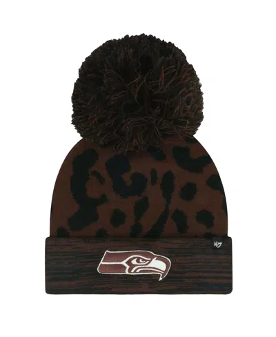 47 Brand Women's Brown Seattle Seahawks Cacao Cuffed Knit Hat With Pom