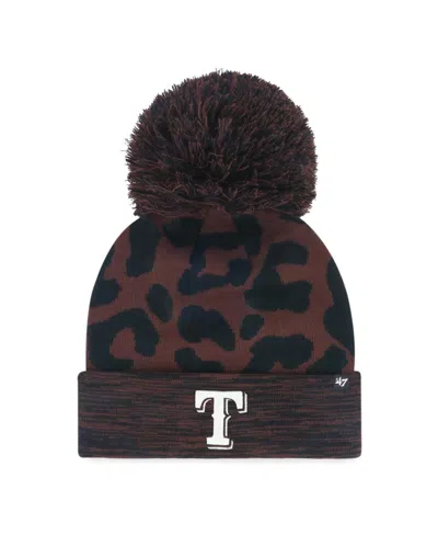 47 Brand Women's Brown Texas Rangers Rosette Cuffed Knit Hat With Pom