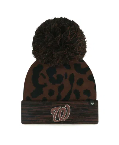 47 Brand Women's Brown Washington Nationals Rosette Cuffed Knit Hat With Pom In Pink
