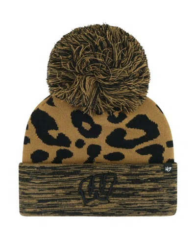 47 Brand Women's Brown Wisconsin Badgers Rosette Cuffed Pom With Knit Hat