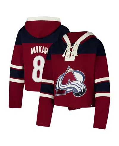 47 Brand Women's Cale Makar Burgundy Colorado Avalanche Superior Lacer Cropped Pullover Hoodie In Red