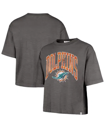 47 Brand Women's Charcoal Miami Dolphins Cropped Mindi Slub T-shirt In Gray