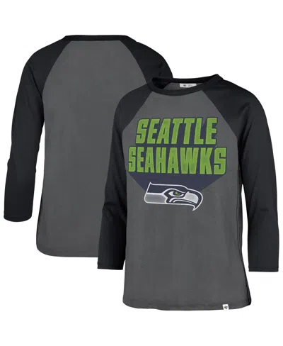 47 Brand Women's Charcoal Seattle Seahawks Jetset Ava Raglan Long Sleeve T-shirt In Gray