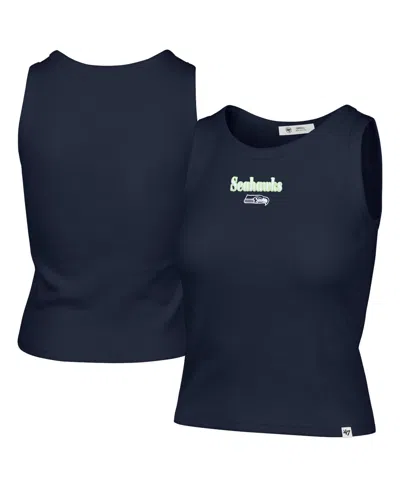 47 Brand Women's College Navy Seattle Seahawks Cropped Straight Cut Ribbed Baby Tank Top In Blue