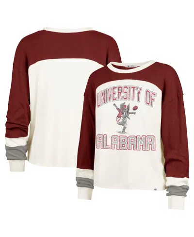 47 Brand Women's Cream Alabama Crimson Tide Double Header Curve Raglan Long Sleeve T-shirt In White
