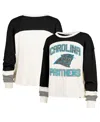 47 Brand Women's Cream Carolina Panthers Double Header Curve Raglan Long Sleeve Crop Top In White