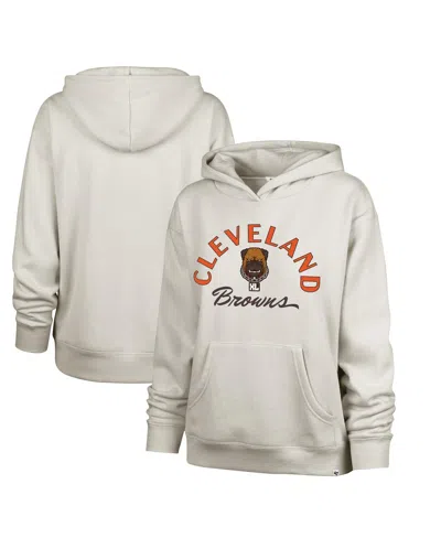 47 Brand Women's Cream Cleveland Browns Dawg Pound Xl Whirlwind Naomi Pullover Hoodie In Gray