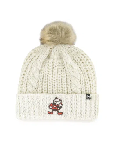 47 Brand Women's Cream Cleveland Browns Meeko Cuffed Knit Hat With Pom