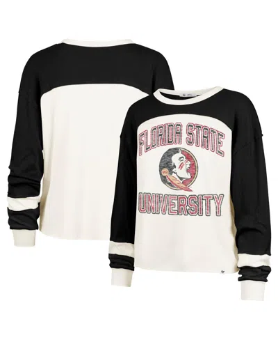 47 Brand Women's Cream Florida State Seminoles Double Header Curve Raglan Long Sleeve T-shirt In White