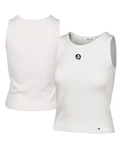 47 Brand Women's Cream Florida State Seminoles Micro Logo Ribbed Cropped Tank Top In White
