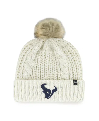 47 Brand Women's Cream Houston Texans Meeko Cuffed Knit Hat With Pom