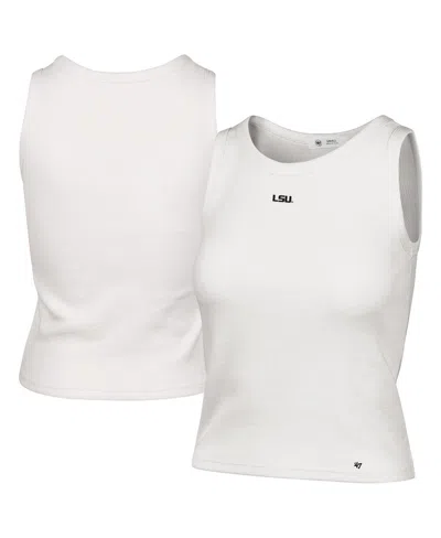47 Brand Women's Cream Lsu Tigers Micro Logo Ribbed Cropped Tank Top In White