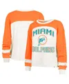 47 Brand Women's Cream Miami Dolphins Double Header Curve Raglan Long Sleeve Crop Top In Cream