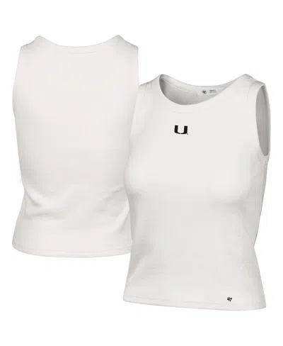 47 Brand Women's Cream Miami Hurricanes Micro Logo Ribbed Cropped Tank Top In White