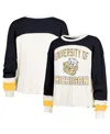 47 Brand Women's Cream Michigan Wolverines Double Header Curve Raglan Long Sleeve T-shirt In Cream