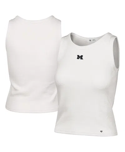 47 Brand Women's Cream Michigan Wolverines Micro Logo Ribbed Cropped Tank Top In White