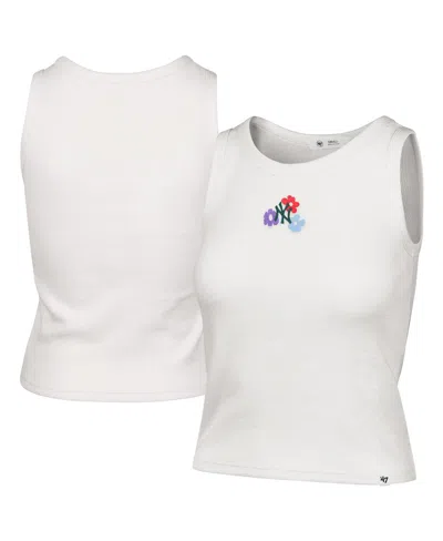 47 Brand Women's Cream New York Yankees Floral Logo Ribbed Baby Tank Top In White