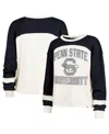 47 Brand Women's Cream Penn State Nittany Lions Double Header Curve Raglan Long Sleeve T-shirt In Multi