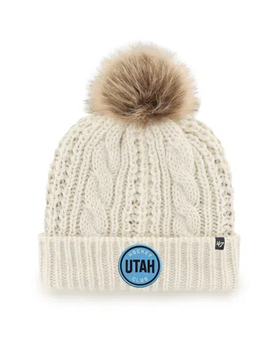 47 Brand Women's Cream Utah Hockey Club Meeko Cuffed Knit Hat With Pom