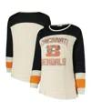 47 Brand Women's Cream/black Cincinnati Bengals Plus Size Double Header Curve Toni Long Sleeve T-shirt In Brown