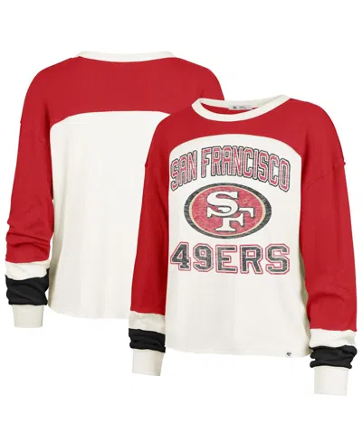 47 Brand Women's Cream/scarlet San Francisco 49ers Plus Size Double Header Curve Toni Long Sleeve T-shirt In Multi