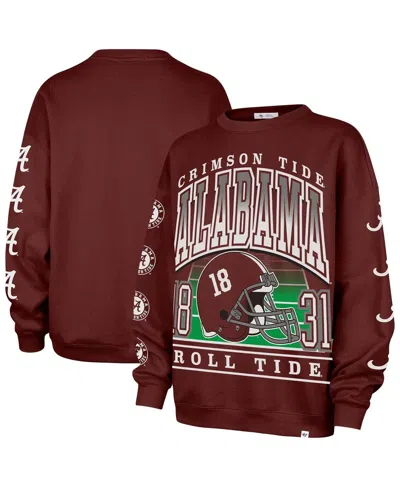 47 Brand Women's Crimson Alabama Crimson Tide Go Big Oversized Pullover Sweatshirt In Brown