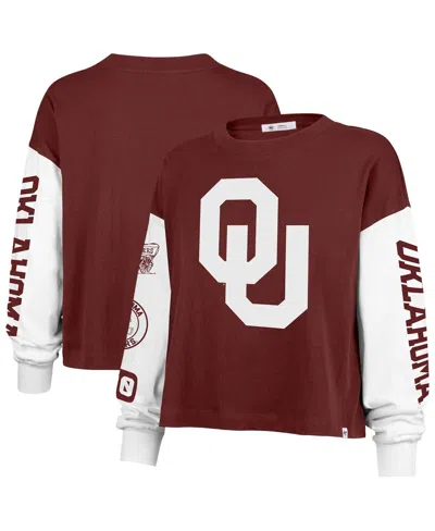 47 Brand Women's Crimson Oklahoma Sooners Sydney Long Sleeve T-shirt In Burgundy