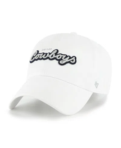 47 Brand Women's Dallas Cowboys Trendy Script Garment-washed Cotton Baseball Cap In White