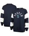 47 Brand Women's Deep Sea Blue Seattle Kraken Eephus Barred Pullover Sweatshirt In Blue
