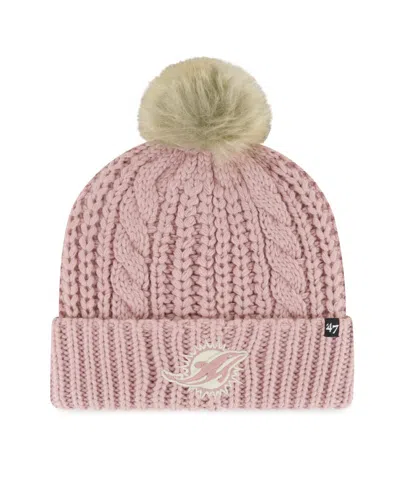 47 Brand Women's Dusty Rose Miami Dolphins Meeko Cuffed Knit Hat With Pom In Pink
