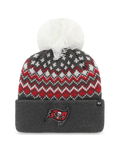 47 Brand Women's Graphite Tampa Bay Buccaneers Elsa Cuffed With Pom Knit Hat In Blue