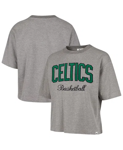 47 Brand Women's Gray Boston Celtics Pivot Drop Needle Cropped T-shirt