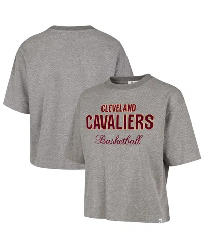 47 Brand Women's Gray Cleveland Cavaliers Pivot Drop Needle Cropped T-shirt
