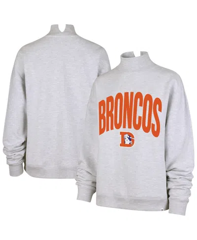 47 Brand Women's Gray Denver Broncos Subtle Muse Mock Neck Sweatshirt In White