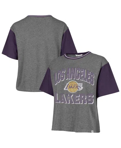 47 Brand Women's Gray Los Angeles Lakers Rise Clubhouse Ziggy Color Block T-shirt