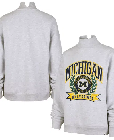 47 Brand Women's Gray Michigan Wolverines Laurel Arch Mock Neck Sweatshirt In Blue