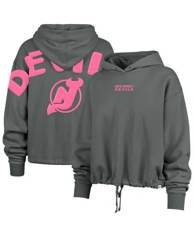 47 BRAND WOMEN'S GRAY NEW JERSEY DEVILS BRIGHT SIDE VENICE CROPPED PULLOVER HOODIE