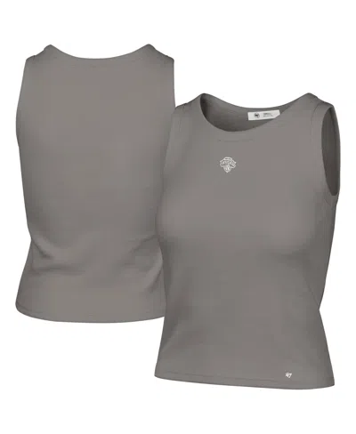 47 Brand Women's Gray New York Knicks Cropped Skyhook Baby Rib Tank Top