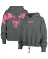 47 Brand Women's Gray Pittsburgh Penguins Bright Side Venice Cropped Pullover Hoodie